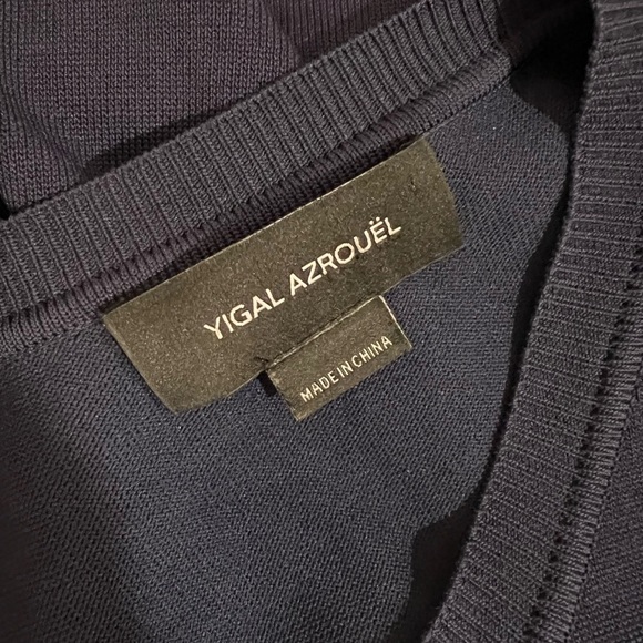 YIGAL AZROUEL A-line Mini Pleated Knit Navy Dress Sz 8 - Picture 7 of 8